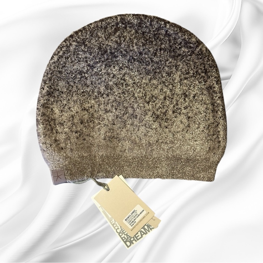 NWT Barefoot Dreams CozyChic Lite Confetti Beanie Hat Women Gray Dark Brown